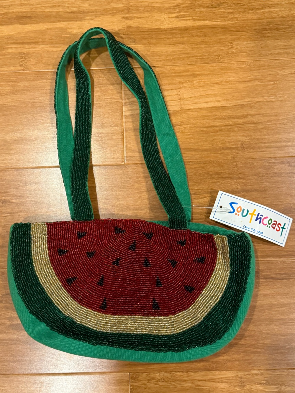 Watermelon Red Green Beaded Shoulder Bag